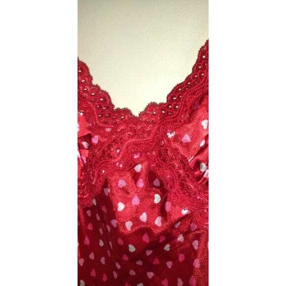 Jaclyn Smith Nightgown 1X Red Satin Lace Trim Hearts Valentine's Day Lingerie 1X - Picture 7 of 11
